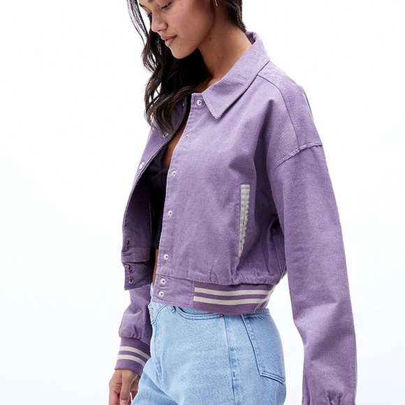 Pacsun LA Hearts Purple Corduroy Bomber Jacket - Picture 2 of 4
